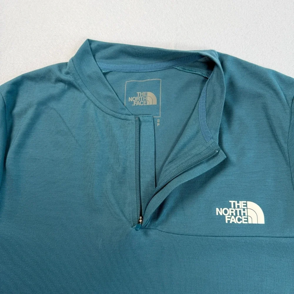 The North Face Men Active Trail Henley Sz S Teal Performance Outdoor Hiking Airy